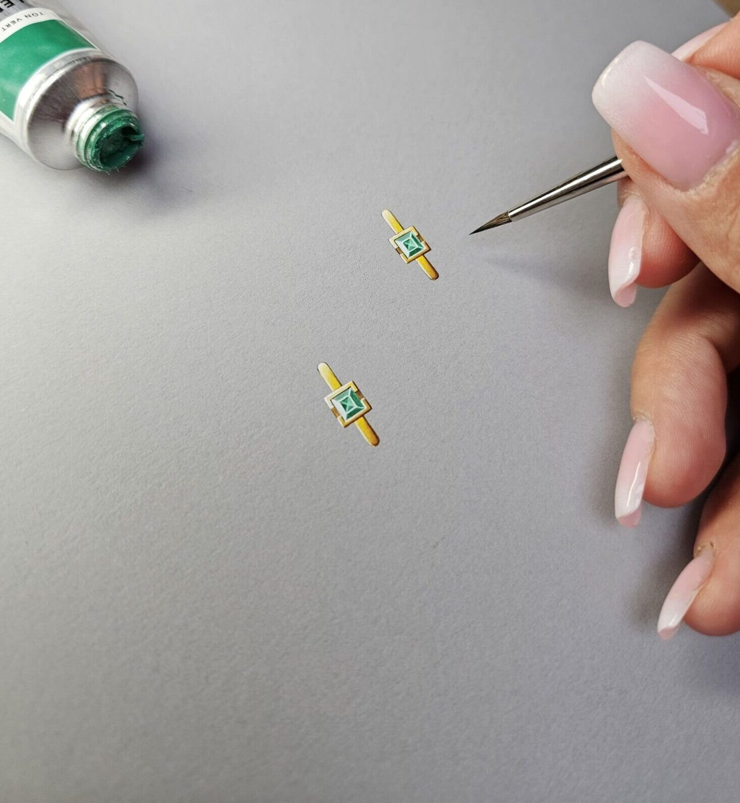 aquarelle bijou, tourmaline verte, sandreta jewelry