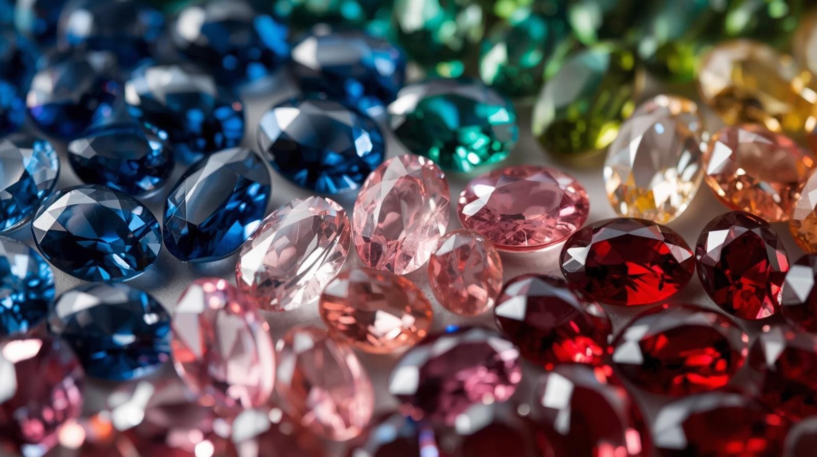 lot de pierres fines, tourmalines, grenat, tanzanite