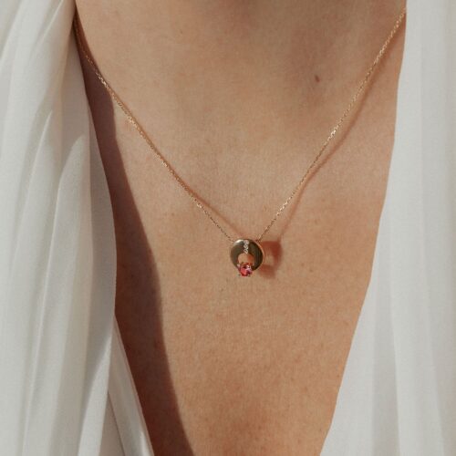 Collier or rose , tourmaline rose , collection Origin, marque Sandreta