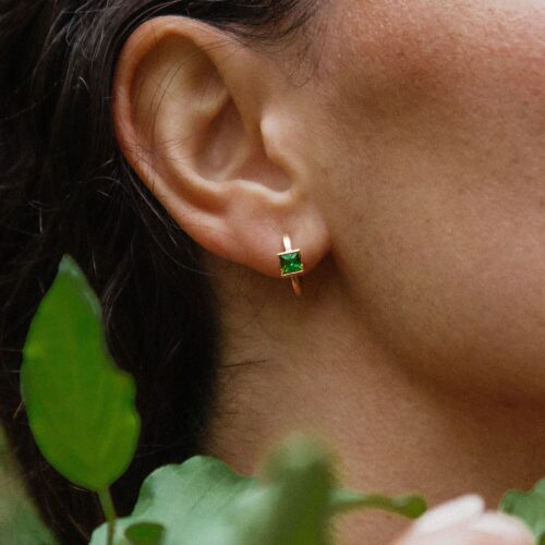 creoles tourmaline verte, or jaune, collection amazona, marque sandreta