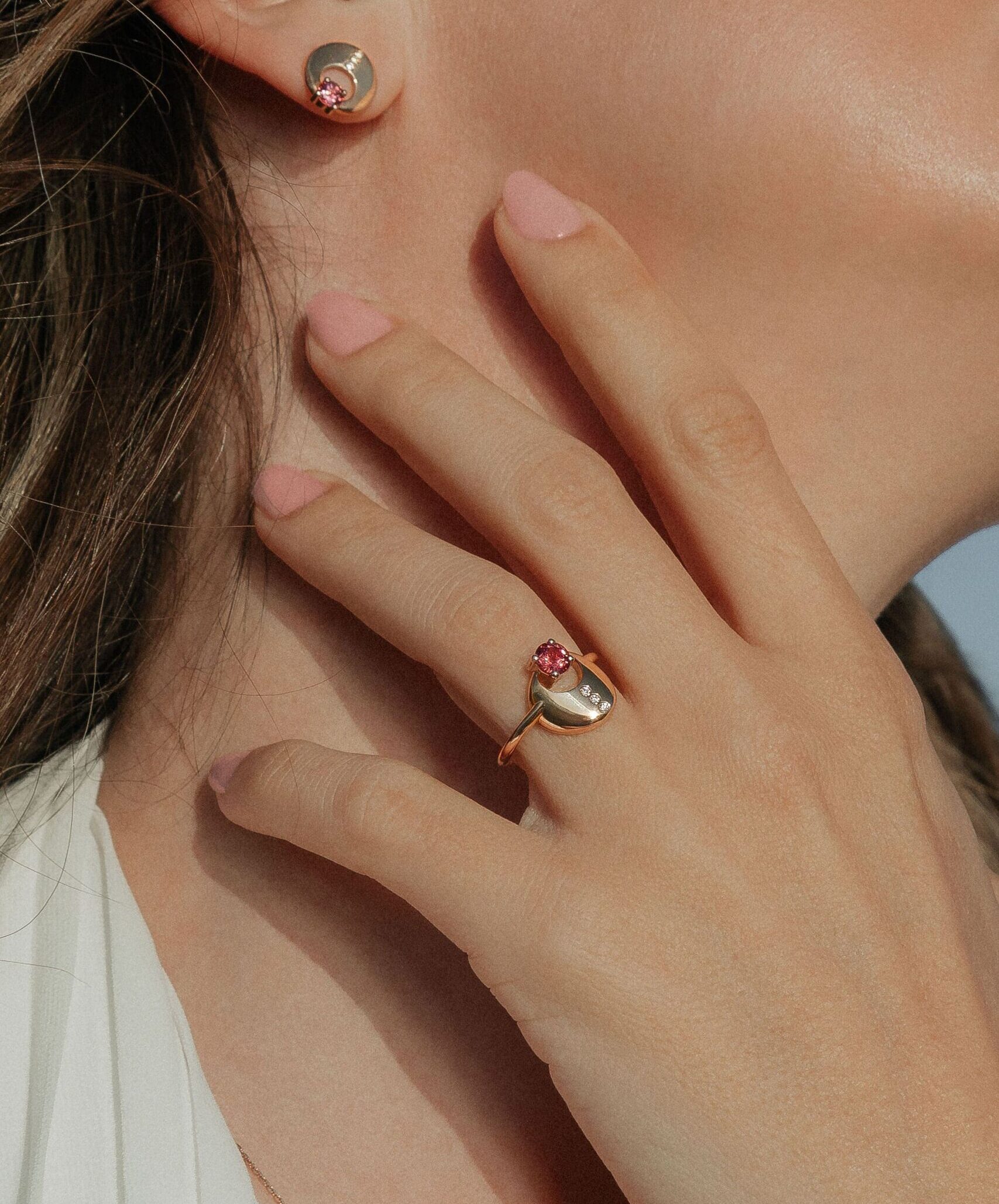 bague tourmaline rose , marque sandreta jewelry