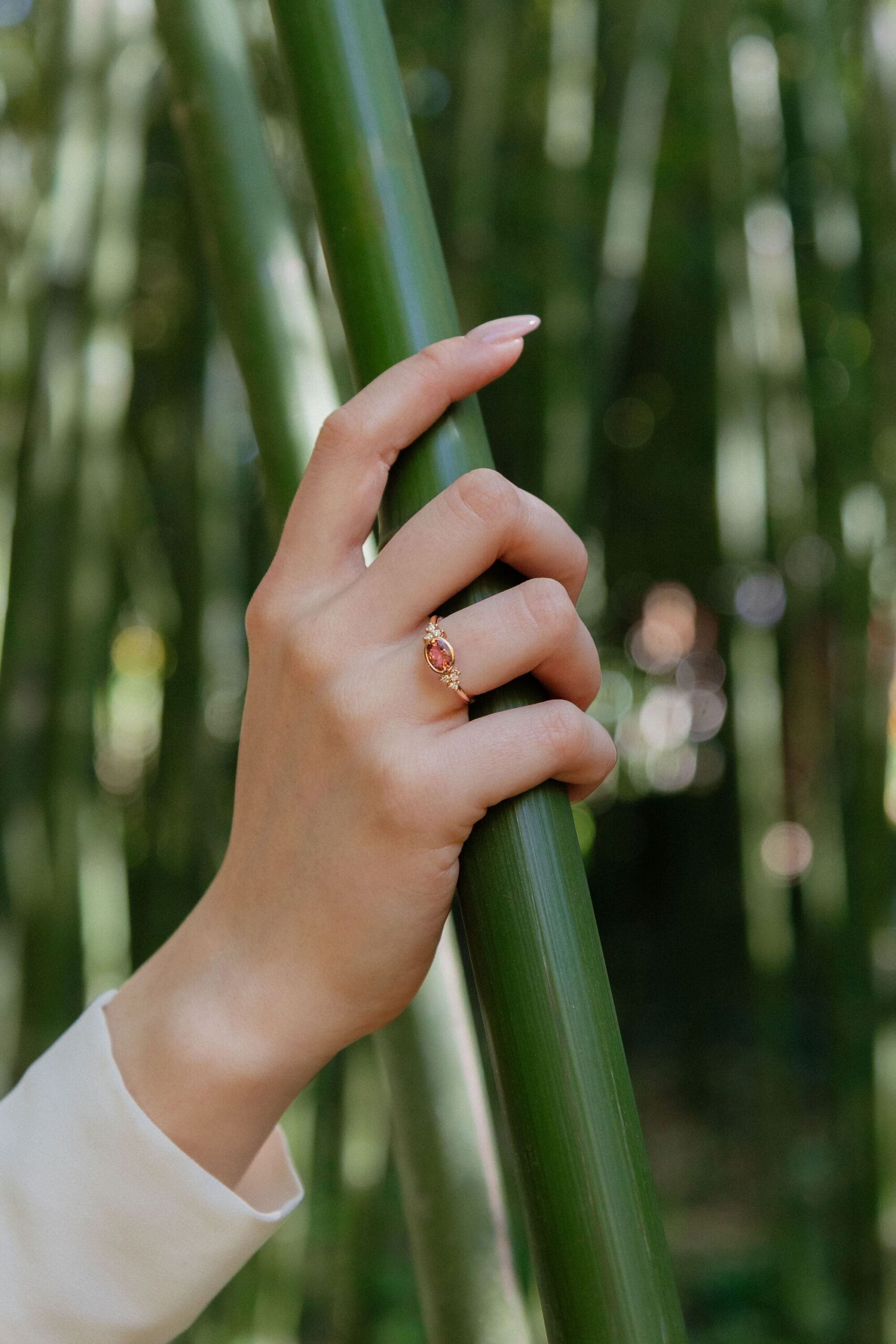 bague omamori tourmaline rose , sandreta jewelry