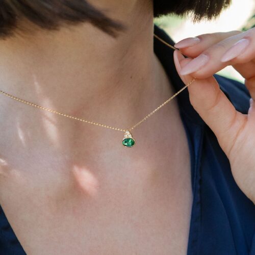 sandreta jewelry, collection omamori, or jaune, tourmaline verte 18 carats, recyclé, fabrication atelier français