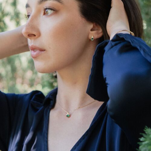 sandreta jewelry, collection omamori, or jaune, tourmaline verte 18 carats, recyclé, fabrication atelier français